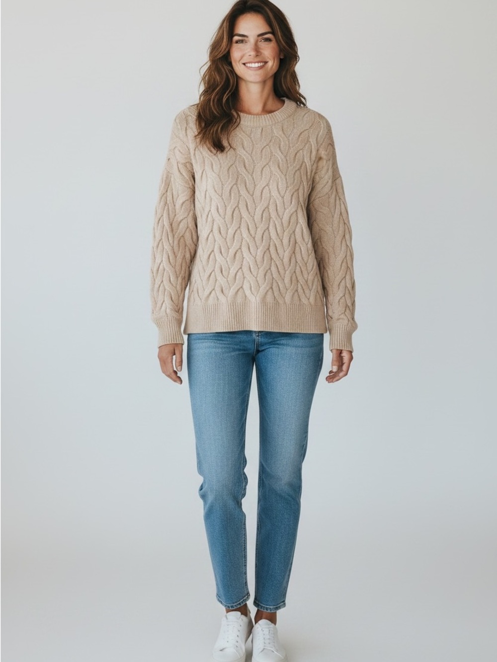 Philosophy Pale Pink Cable Knit Crewneck Sweater Size M